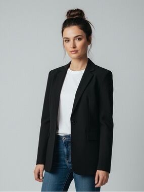 Sandro Paris - Black Single-Button Tailored Blazer